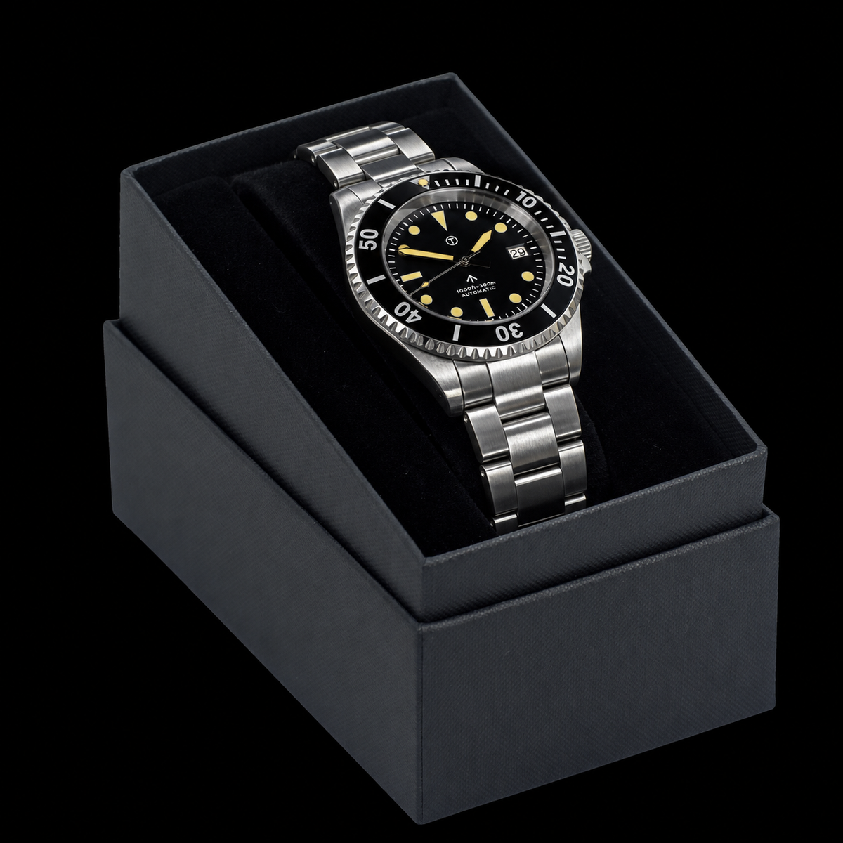MWC 24 Jewel 1980s Pattern 300m Automatic Military Divers Watch with Sapphire Crystal on a Steel Bracelet