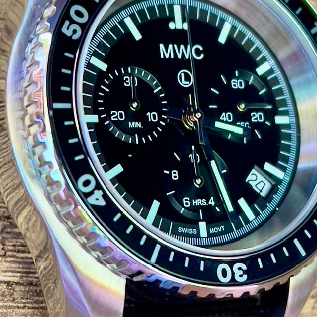 MWC NATO Pattern Stainless Steel Military Pilots Chronograph with Sapphire Crystal and Swiss Ronda Movement