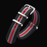 22mm Black, Grey and Red NATO Military Watch Strap