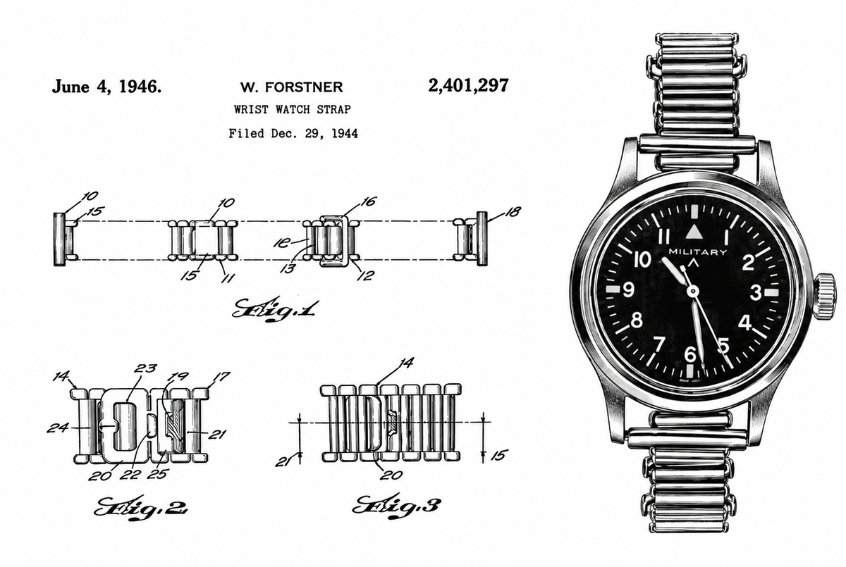 20mm Retro 1940/50s "Bonklip" Style Stainless Steel Bracelet - Ideal for Antique or Retro Style Watches