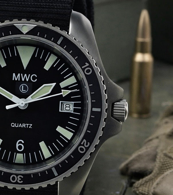 Current NATO Pattern Quartz Military Divers Watch with Sapphire Crystal and 10 Year Battery Life and Ceramic Bezel - NATO STOCK NUMBER NSN 6645-99-157-3496