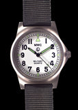 MWC G10 LM Non Date Stainless Steel Military Watch with White Dial, Non Date Version on Admiralty Grey Strap)