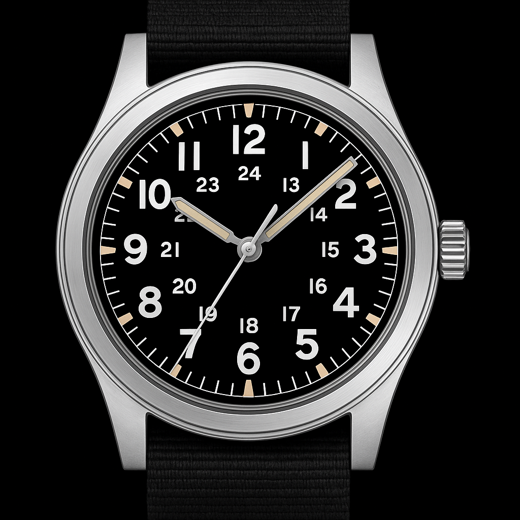 GG-W-113 U.S 1960s Pattern Handwound Military Watch with Plexiglass Crystal and Mechanical Movement