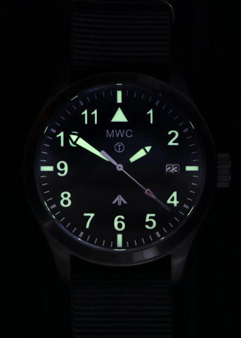 MWC Classic 40mm Covert Black PVD Steel Aviator Watch with 24 Jewel Automatic Movement and 100m Water Resistance