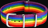 22mm LGBT Rainbow NATO Military Watch Strap in Ballistic Nylon Webbing