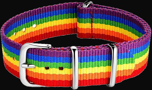 22mm LGBT Rainbow NATO Military Watch Strap in Ballistic Nylon Webbing