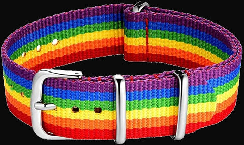 20mm LGBT Rainbow NATO Military Watch Strap in Ballistic Nylon Webbing