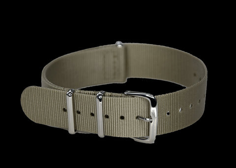 Retro Pattern 18mm Canvas Military Watch Strap in Khaki