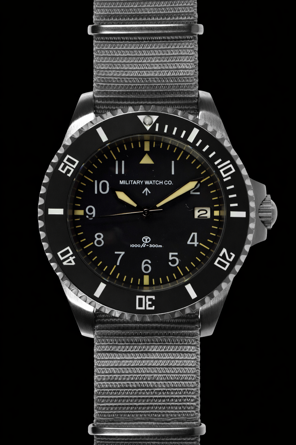 MWC 24 Jewel 1980 Pattern 300m Automatic Military Divers Watch with Sapphire Crystal and Ceramic Bezel on a NATO Webbing Strap (With Date)