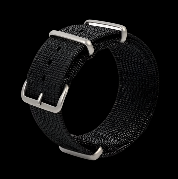 20mm Ribbed Black NATO Military Watch Strap