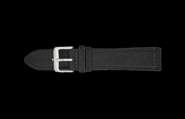 2 Piece Retro Pattern 22mm Canvas Military Watch Strap in Black - The Ideal Durable Fabric Strap for Military Watches