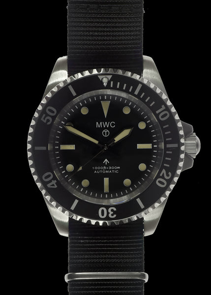 MWC 24 Jewel 1982 Pattern 300m Automatic Military Divers Watch with Sapphire Crystal on a NATO Webbing Strap (Non Date Version)
