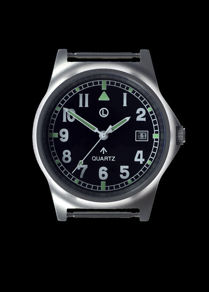 MWC G10 LM Stainless Steel Military Watch on a Olive Green NATO Military Webbing Strap