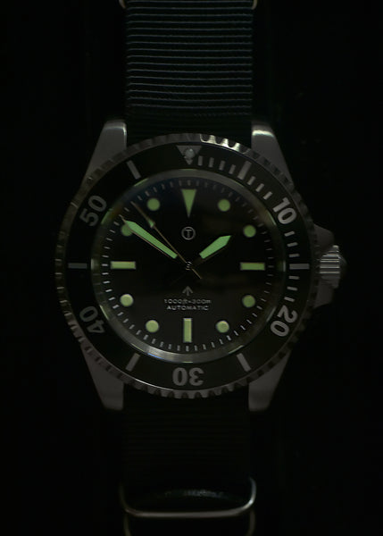 MWC 24 Jewel 1982 Pattern 300m Automatic Military Divers Watch with Sapphire Crystal on a NATO Webbing Strap (With Date)