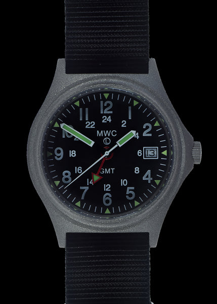 MWC GMT (Dual Time Zone) Water resistant Military Watch in Stainless Steel Case with Screw Crown