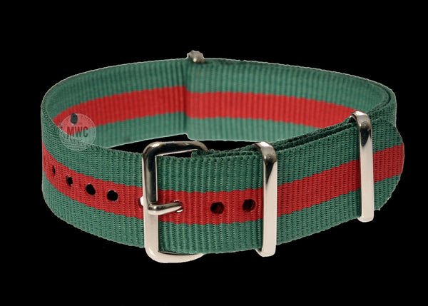 18mm Green and Red NATO Military Watch Strap