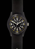 MWC Classic 1960s/70s Pattern Matt Black Vietnam Watch on Matching Webbing Strap