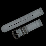 2 Piece 18mm Grey NATO Military Watch Strap in Ballistic Nylon with Black PVD Steel Fasteners