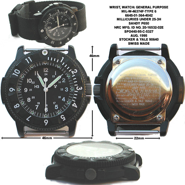 MWC P656 Latest Model Titanium Tactical Series Watch with Subdued Dial, GTLS Tritium and Ten Year Battery Life (Non Date Version)