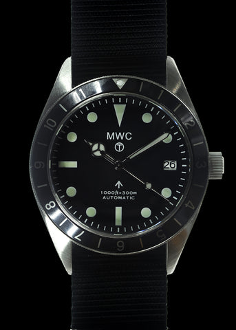 MWC Classic 1960s Pattern Automatic Dual Time Zone Divers Pattern Watch with Luminova and Sapphire Crystal