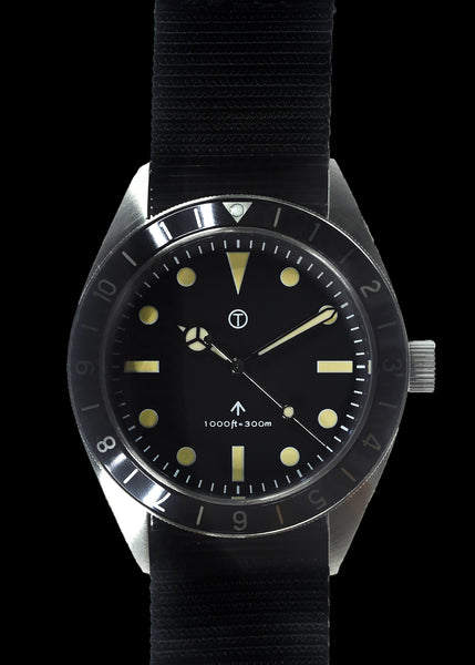 MWC Classic 1960s Pattern Dual Time Zone Divers Watch with Retro Luminova Paint and a Hybrid Mechanical/Quartz Movement